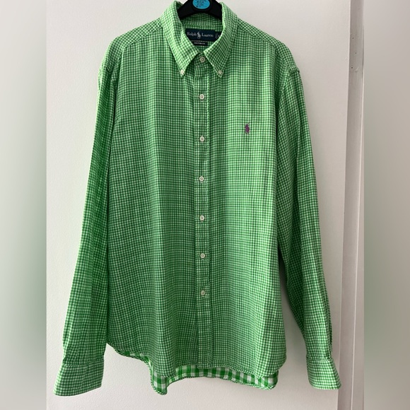 Ralph Lauren Other - Ralph Lauren Men’s Green Lined Cotton Casual Button Down Shirt Size XL